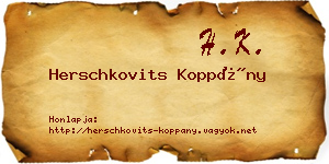 Herschkovits Koppány névjegykártya